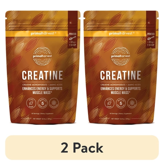 (2 pack) Primal Harvest Primal Creatine Powder, Muscle Recovery and Strength Supplement, 60 Servings