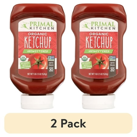(2 pack) Primal Kitchen Organic Unsweetened Squeeze Ketchup 18.5 oz