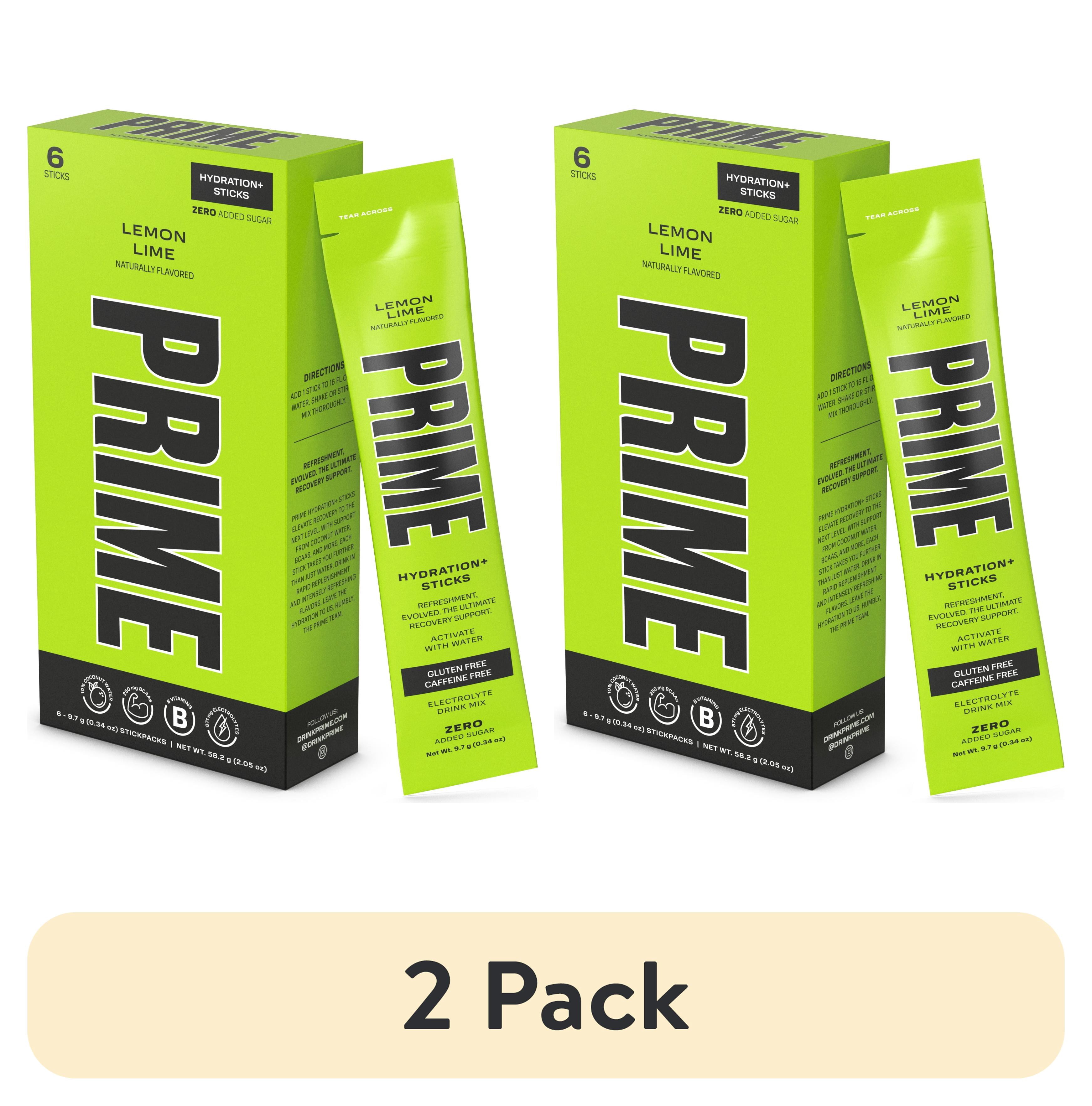 (2 pack) Prime Hydration Sticks, Lemon Lime, 6 Count, Electrolytes, Zero Sugar
