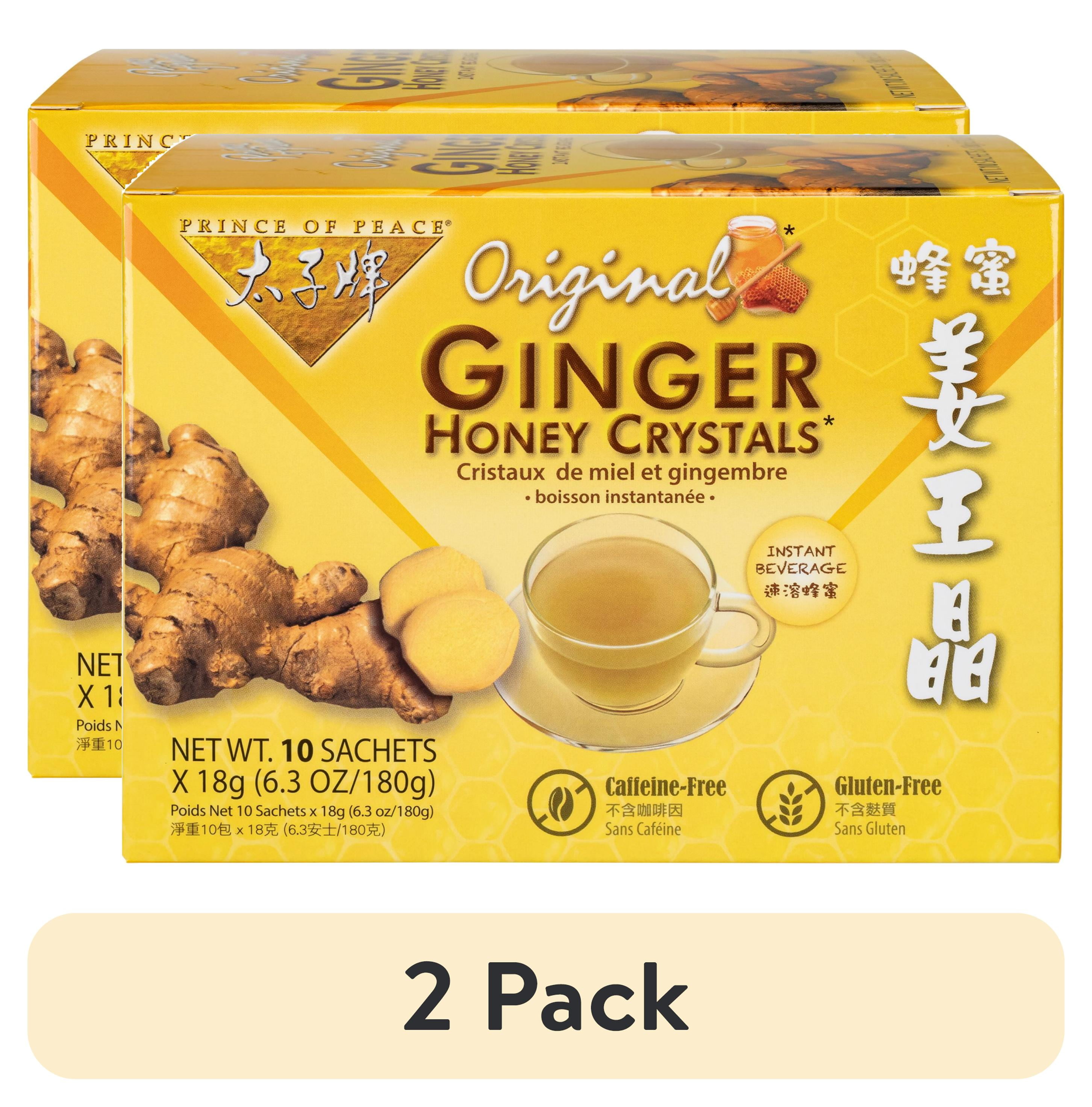 (2 pack) Prince of Peace Ginger Tea Honey Crystals, Instant Tea Beverage, Gluten Free, Caffeine Free, 6.3 oz, 10 Count