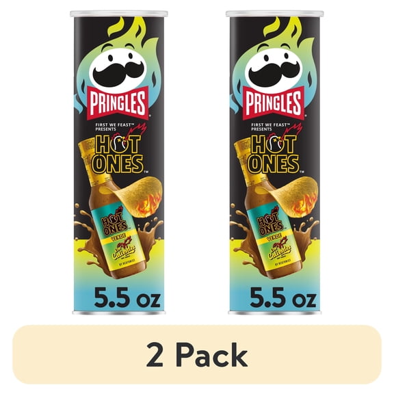 (2 pack) Pringles Hot Ones Verde Potato Crisps Chips, Spicy Snacks, 5.5 oz