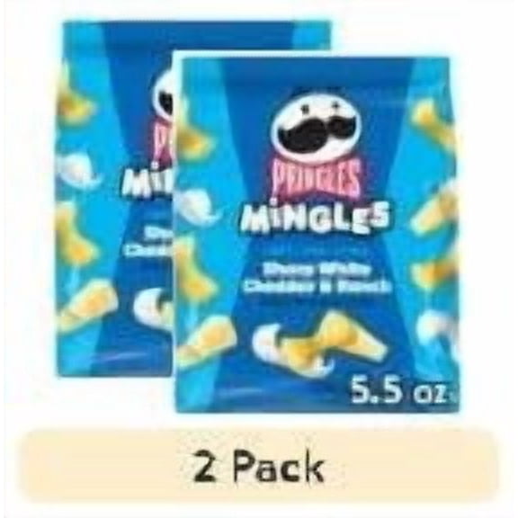 (2 pack) Pringles Mingles Sharp White Cheddar and Ranch Puffed Snacks, Cheese Puffs, 5.5 oz