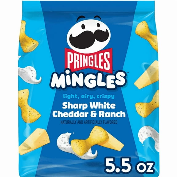 (2 pack) Pringles Mingles Sharp White Cheddar and Ranch Puffed Snacks, Cheese Puffs, 5.5 oz