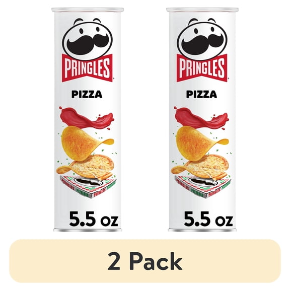 (2 pack) Pringles Pizza Potato Crisps Chips, Lunch Snacks, 5.5 oz Canister