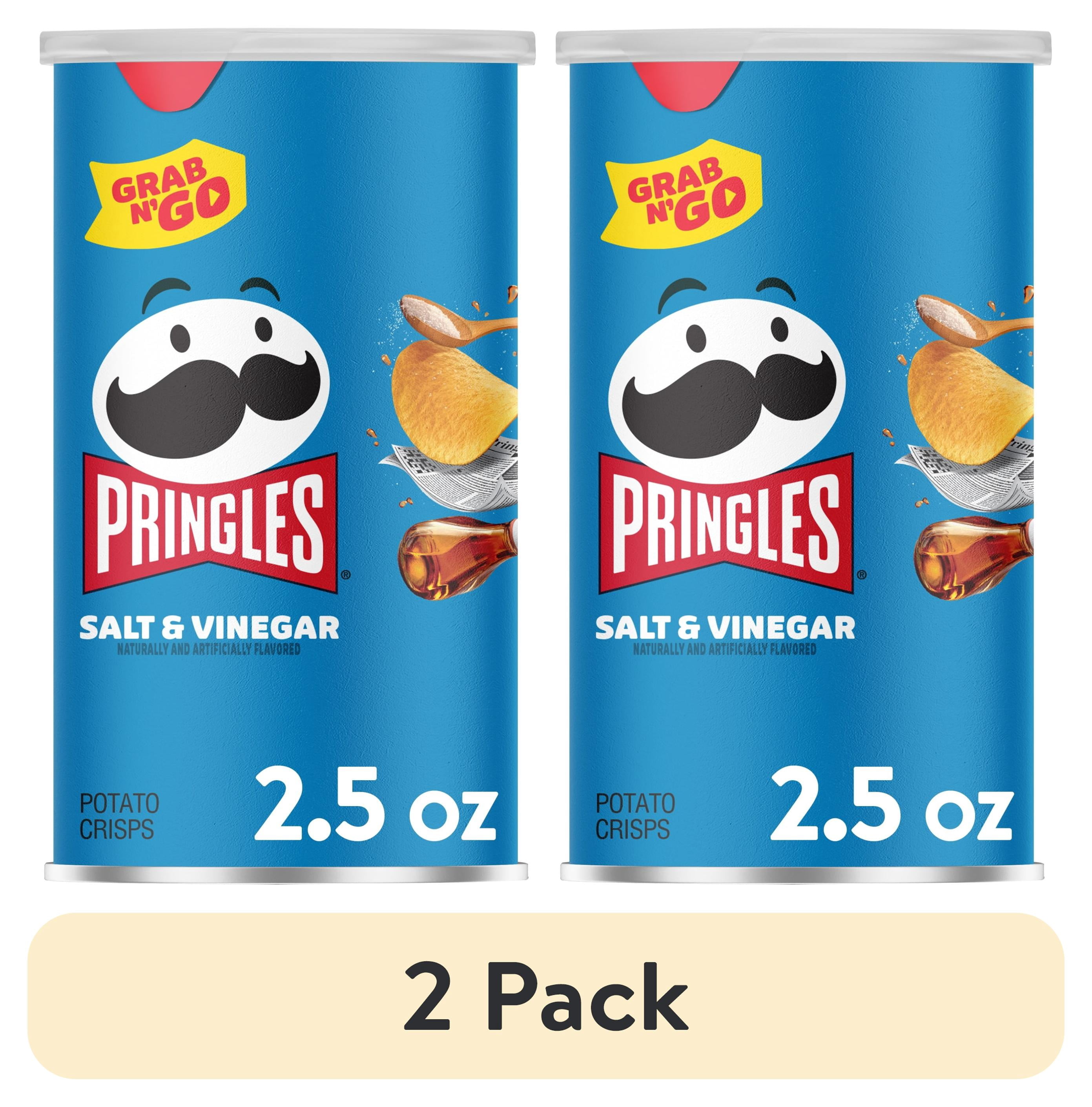 (2 pack) Pringles Potato Crisps Chips, Lunch Snacks, Office and Kids Snacks, Grab and Go Snack Pack, Salt and Vinegar, 2.5oz Can (1 Can)