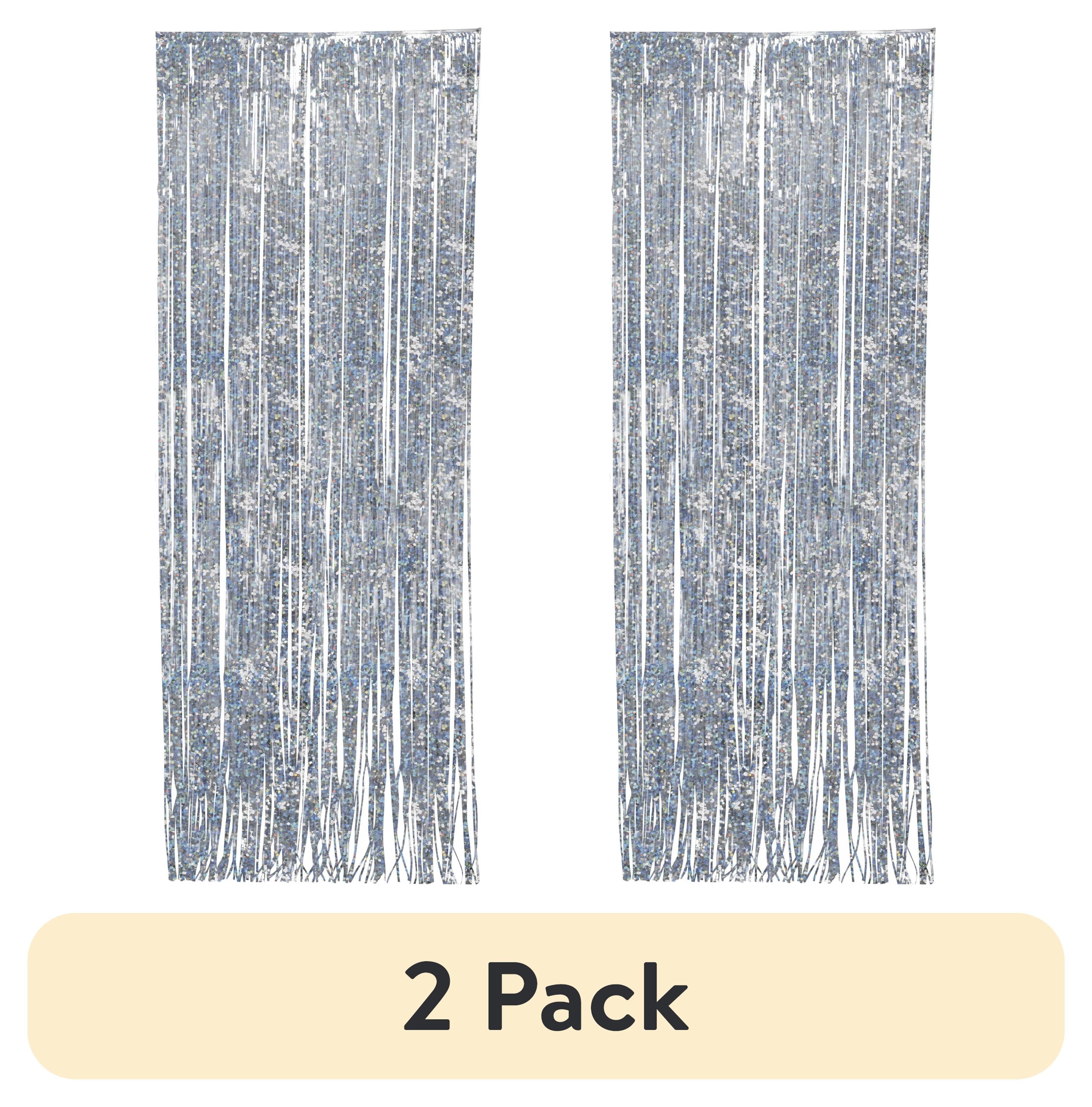(2 pack) Prismatic Silver Foil Fringe Door Curtain Party Streamers 8' x 3' by Way to Celebrate