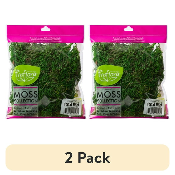 (2 pack) ProFlora Green Forest Moss 2oz - Floral Arranging Supplies 0.15lb
