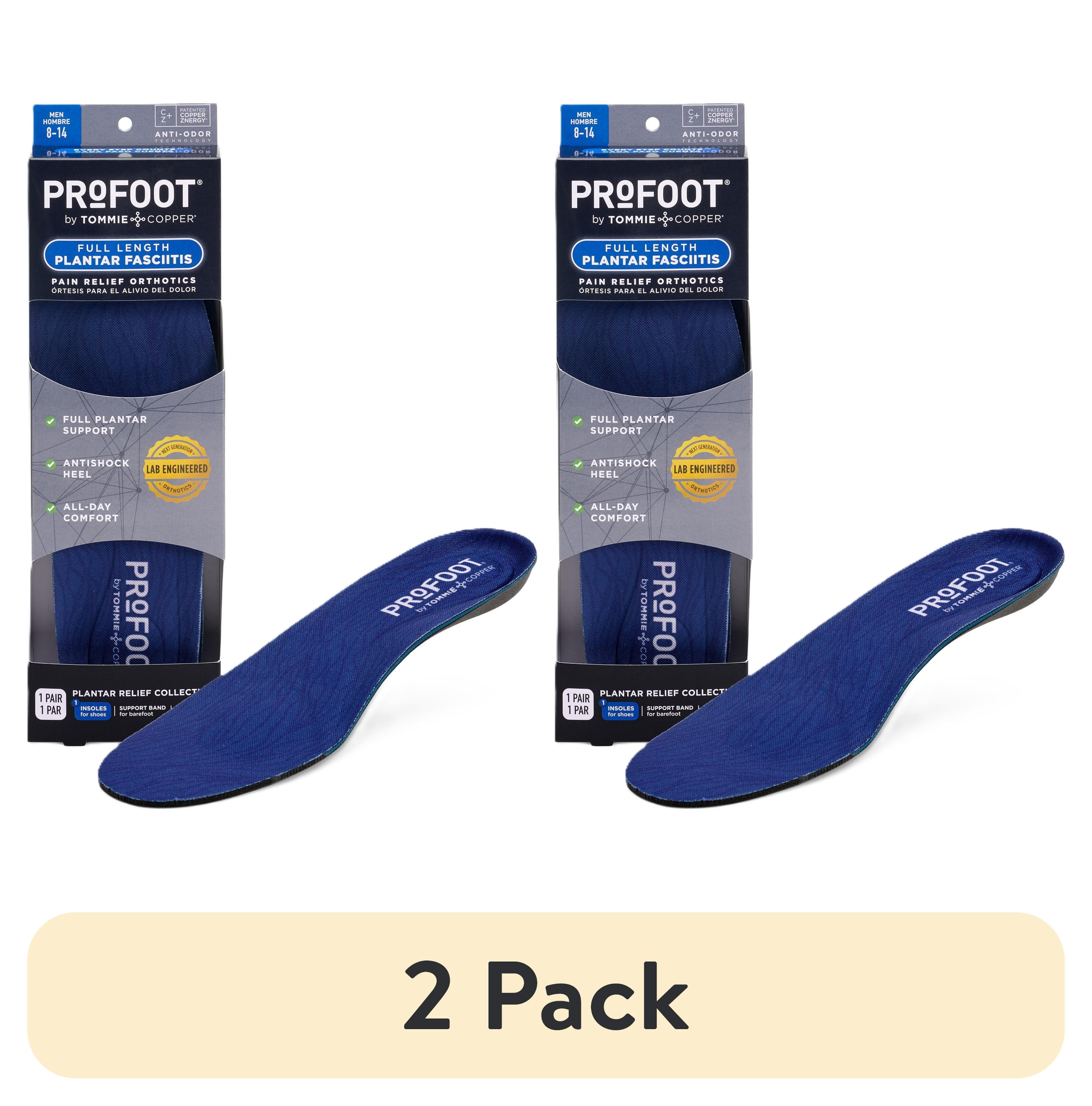 (2 pack) ProFoot Plantar Fasciitis Orthotic Insoles, Mens 8-13, 1 Pair