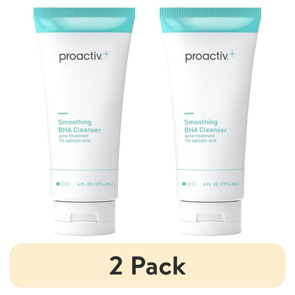 (2 pack) Proactiv+ Smoothing BHA Cleanser, Gentle Formula with 1% Salicylic Acid & Aloe, Suitable for All Skin Types, Treats Mild to Moderate Acne, 6 Fl Oz