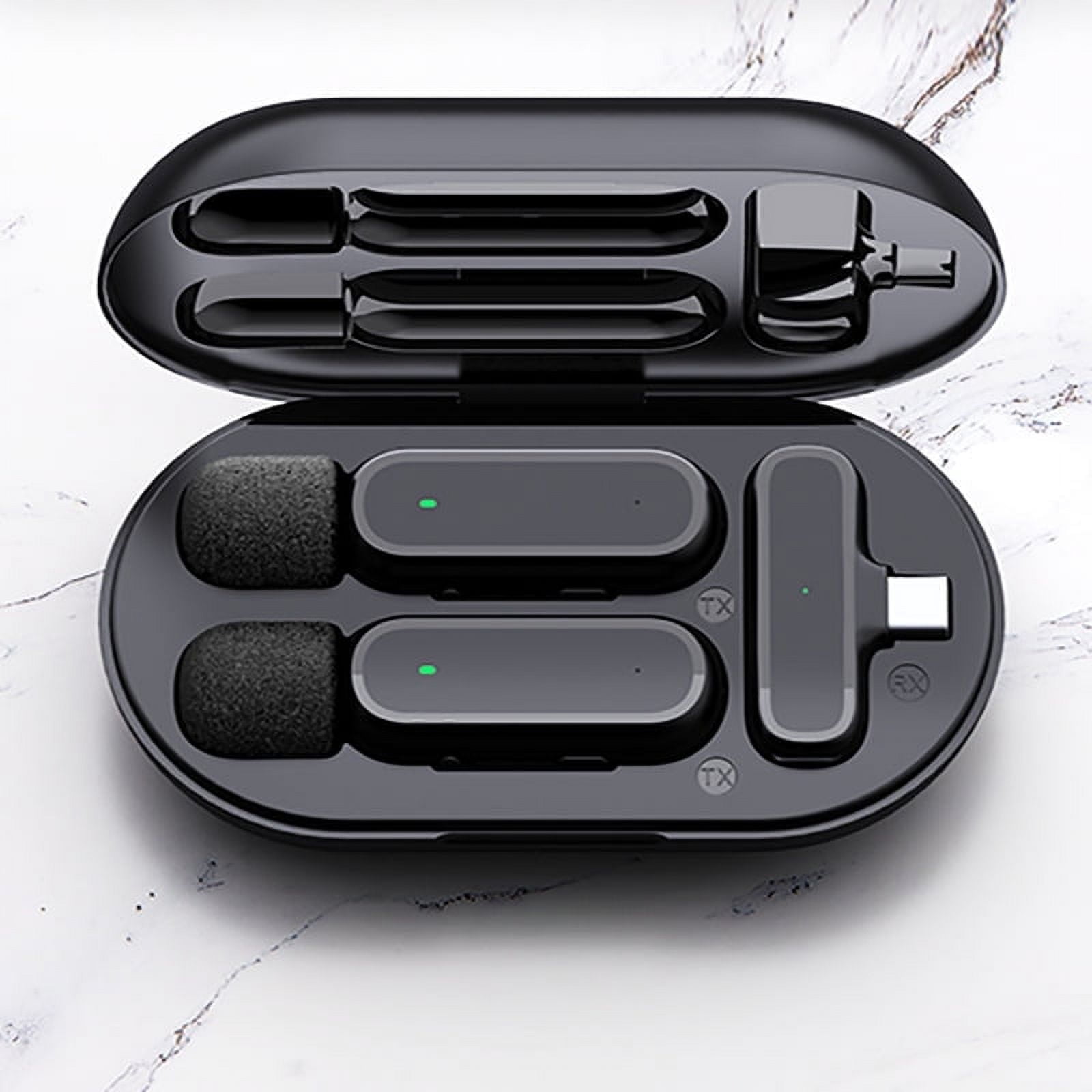2 pack Professional Wireless Lavalier Lapel Microphone for Android - Cordless Omnidirectional Condenser Recording Mic with USB C Interface for Interview Video Podcast Vlog YouTube
