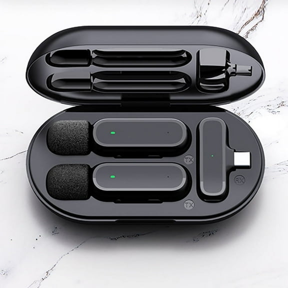 2 pack Professional Wireless Lavalier Lapel Microphone for IOS - Cordless Omnidirectional Condenser Recording Mic with USB C and I phone Interface for Interview Video Podcast Vlog YouTube