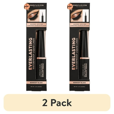 (2 pack) Profusion Cosmetics Everlasting Waterproof Liquid Eyeliner - Black