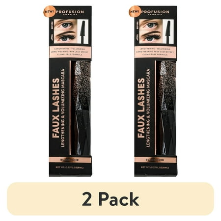 (2 pack) Profusion Cosmetics Faux Lashes Lengthening & Volumizing Mascara - Black