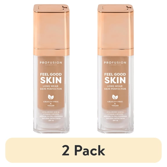 (2 pack) Profusion Cosmetics Feel Good Skin Long Wearing Skin Perfector Foundation Light 200
