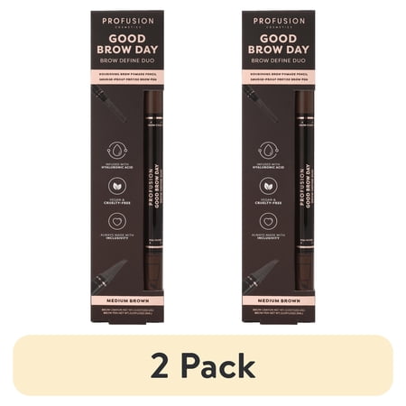 (2 pack) Profusion Cosmetics Good Brow Day - Brow Define Duo - Medium Brown