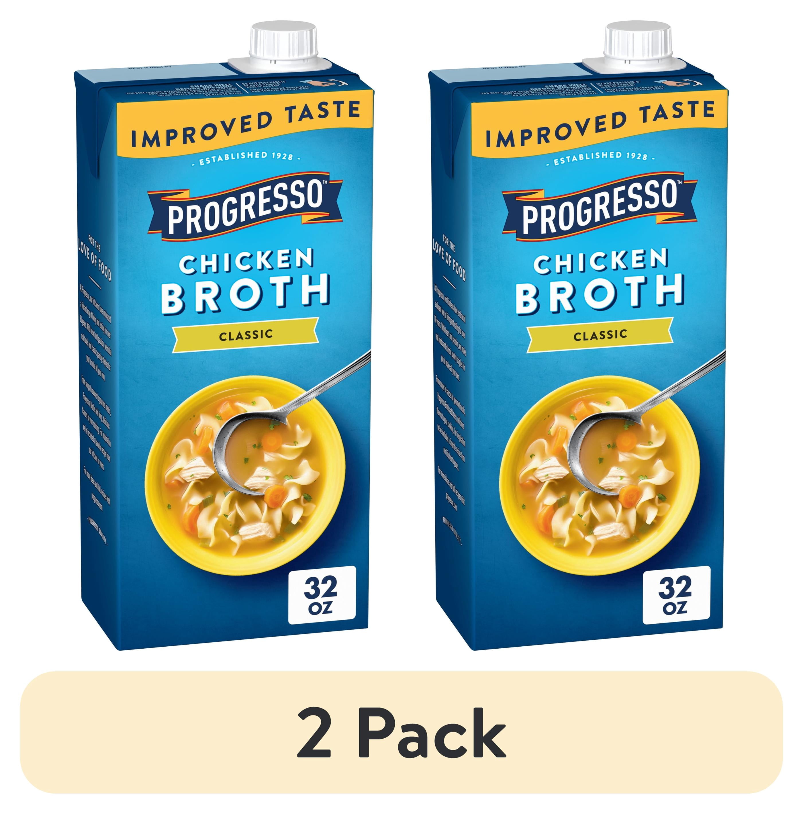 (2 pack) Progresso Chicken Broth, Classic, Gluten Free, 32 oz