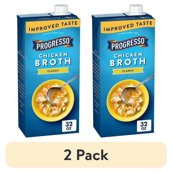 (2 pack) Progresso Chicken Broth, Classic, Gluten Free, 32 oz