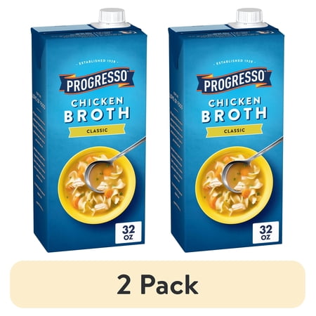 (2 pack) Progresso Chicken Broth, Classic, Gluten Free, 32 oz