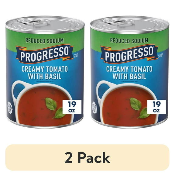 (2 pack) Progresso Reduced Sodium, Creamy Tomato with Basil Soup, Gluten Free, 19 oz