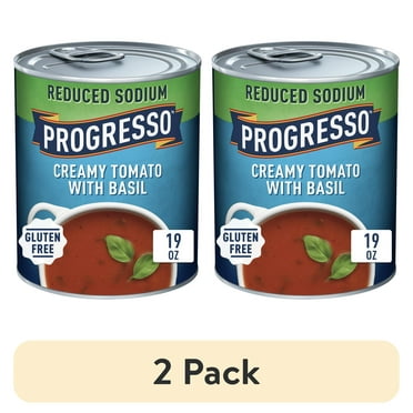 (2 pack) Progresso Reduced Sodium, Creamy Tomato with Basil Soup, Gluten Free, 19 oz