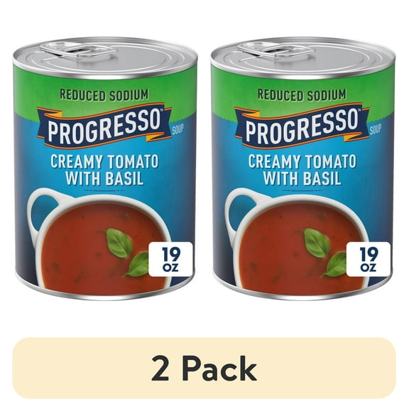 (2 pack) Progresso Reduced Sodium, Creamy Tomato with Basil Soup, Gluten Free, 19 oz
