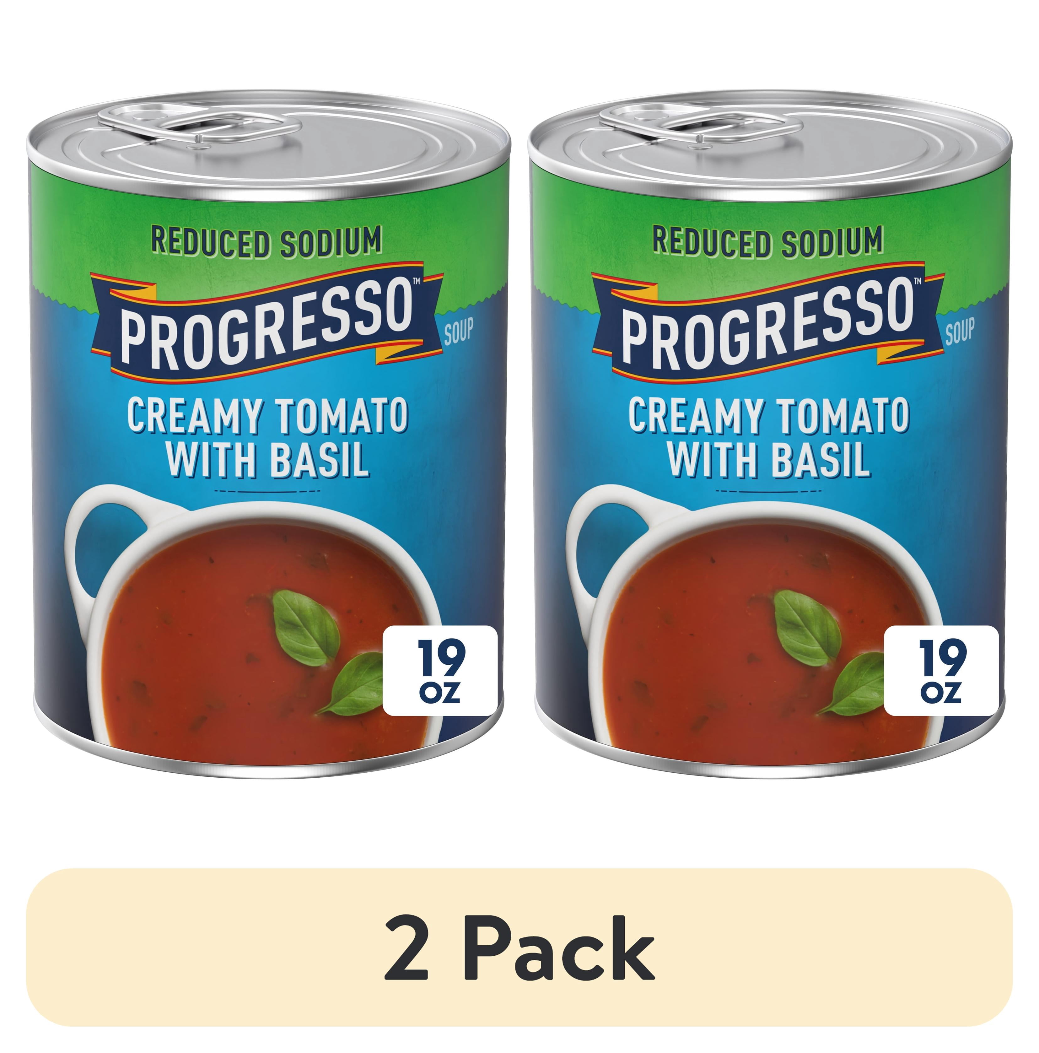 (2 pack) Progresso Reduced Sodium, Creamy Tomato with Basil Soup, Gluten Free, 19 oz
