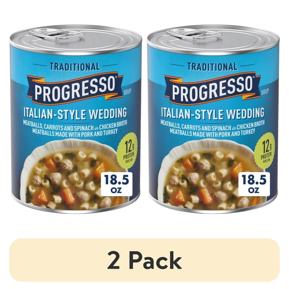 (2 pack) Progresso Italian-Style Wedding Soup, Traditional Canned Soup, 18.5 oz