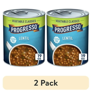 (2 pack) Progresso Lentil Soup, Vegetable Classics Canned Soup, Gluten Free, 19 oz