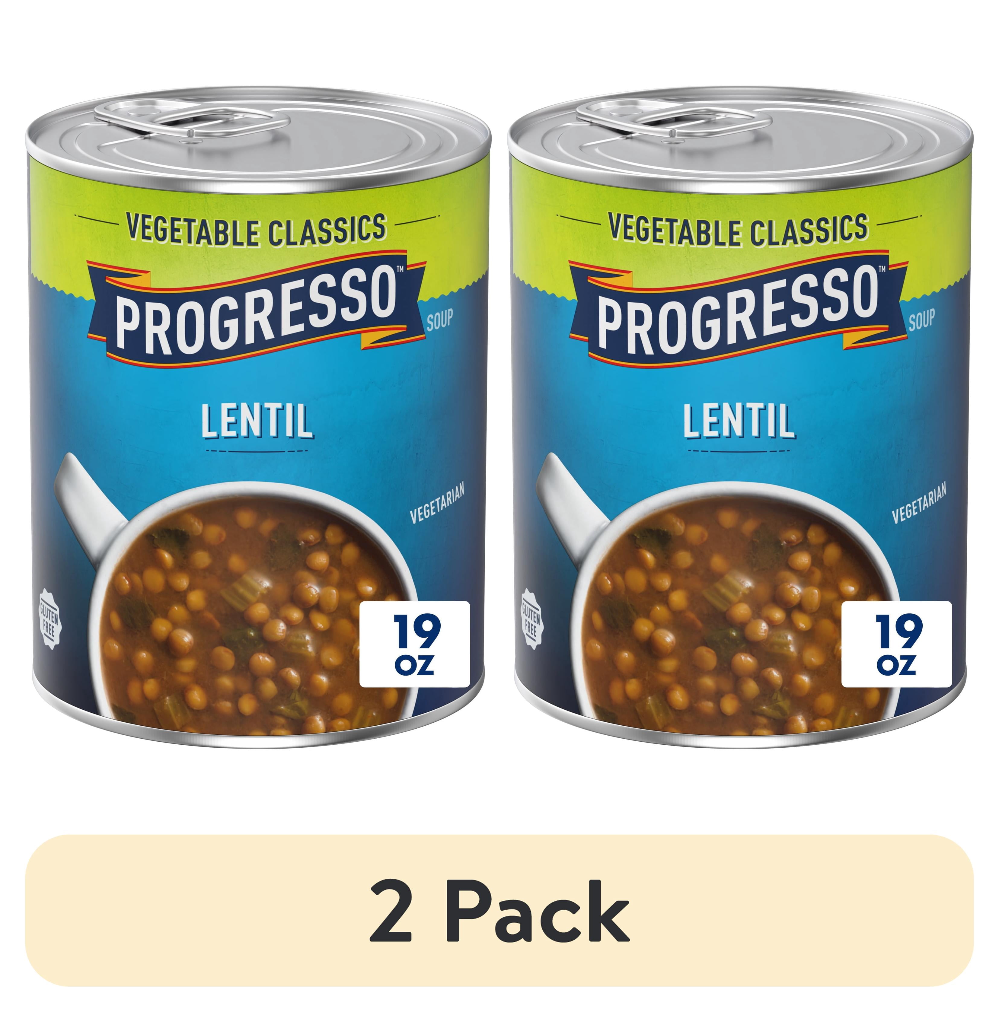 2 pack) Progresso Lentil Soup, Vegetable Classics Canned Soup
