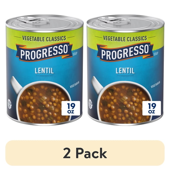 (2 pack) Progresso Lentil Soup, Vegetable Classics Canned Soup, Gluten Free, 19 oz