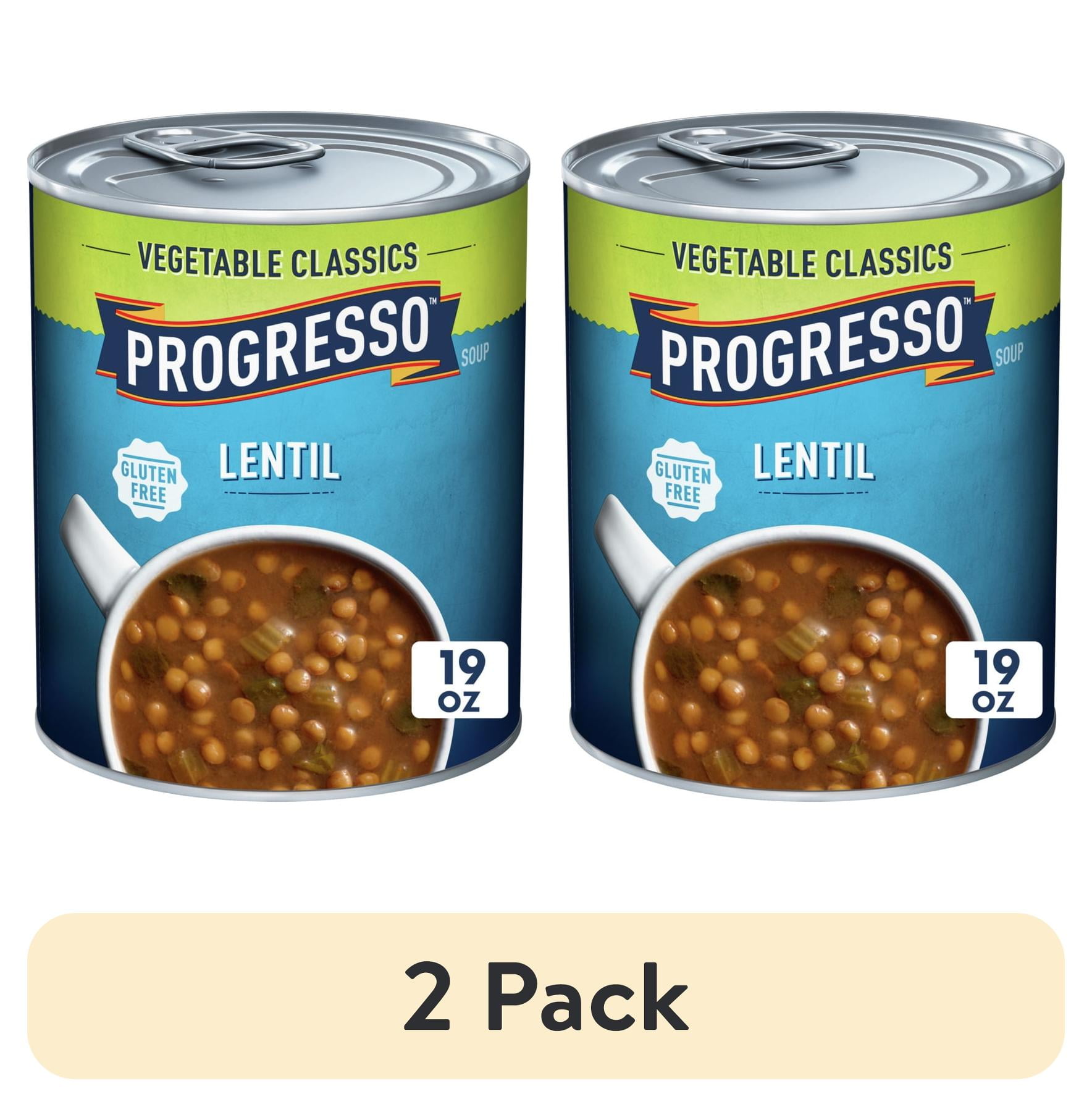(2 pack) Progresso Lentil Soup, Vegetable Classics Canned Soup, Gluten Free, 19 oz