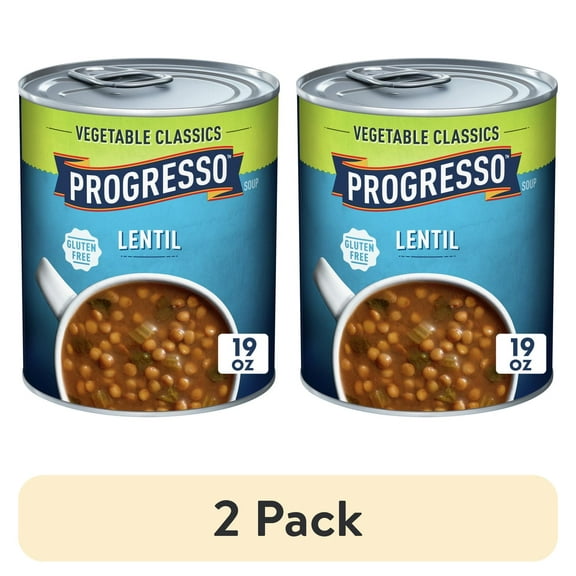 (2 pack) Progresso Lentil Soup, Vegetable Classics Canned Soup, Gluten Free, 19 oz