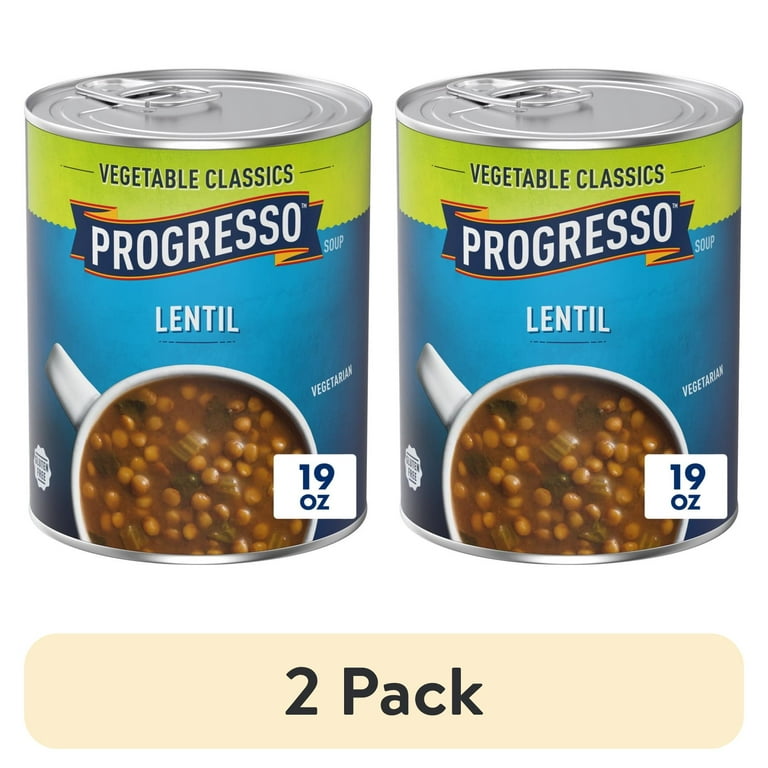 2 pack) Progresso Lentil Soup, Vegetable Classics Canned Soup