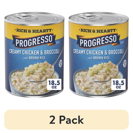 (2 pack) Progresso Rich & Hearty, Creamy Chicken & Broccoli Soup, Gluten Free, 18.5 oz.