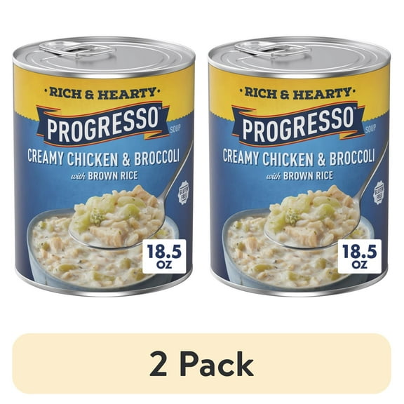 (2 pack) Progresso Rich & Hearty, Creamy Chicken & Broccoli Soup, Gluten Free, 18.5 oz.