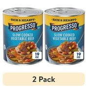 (2 pack) Progresso Rich & Hearty, Slow Cooked Vegetable Beef Canned Soup, Gluten Free, 19 oz.
