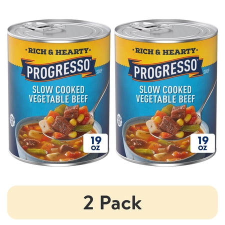 (2 pack) Progresso Gluten Free Rich and Hearty Slow Cooked Vegetable Beef Soup (19 oz Can)