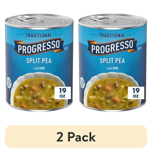 (2 pack) Progresso Split Pea with Ham Soup, Traditional Canned Soup, Gluten Free, 19 oz