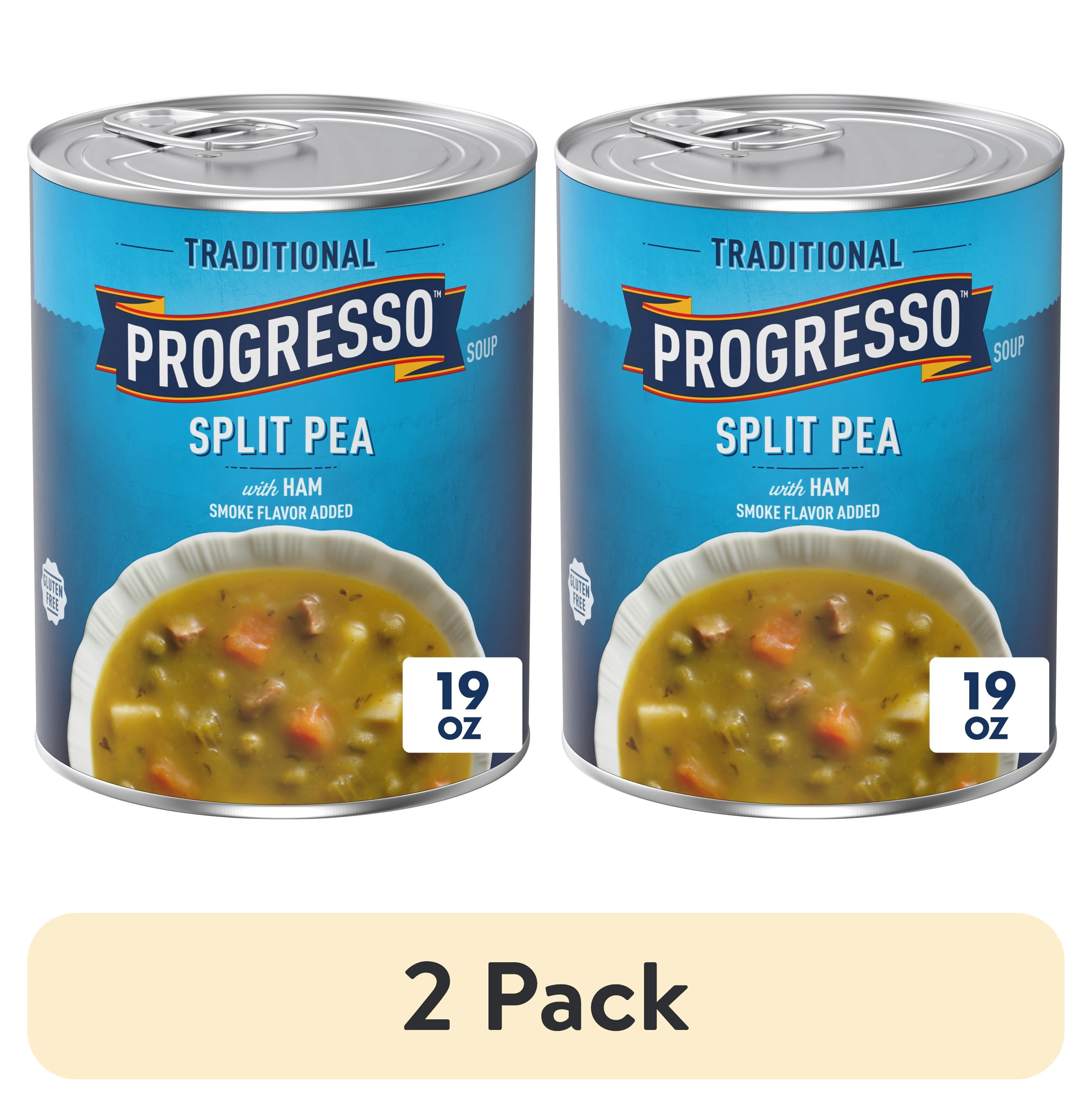 (2 pack) Progresso Split Pea with Ham Soup, Traditional Canned Soup, Gluten Free, 19 oz