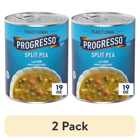 (2 pack) Progresso Split Pea With Ham Soup, Traditional Canned Soup, Gluten Free, 19 oz