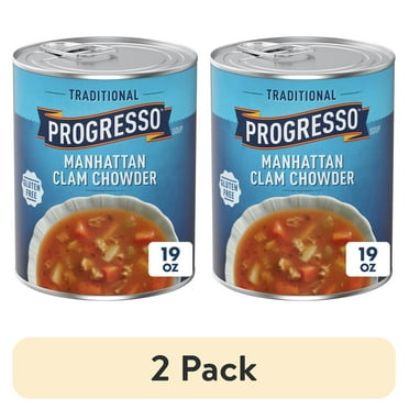 (2 pack) Progresso Traditional, Manhattan Clam Chowder Canned Soup, Gluten Free, 19 oz.