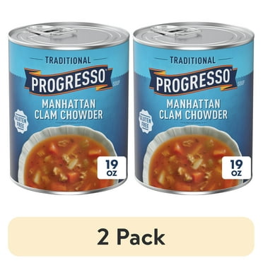 (2 pack) Progresso Traditional, Manhattan Clam Chowder Canned Soup, Gluten Free, 19 oz.