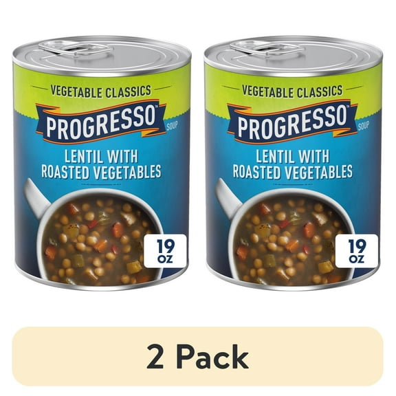 (2 pack) Progresso Vegetable Classics, Lentil With Roasted Vegetables Canned Soup, Gluten Free, 19 oz.