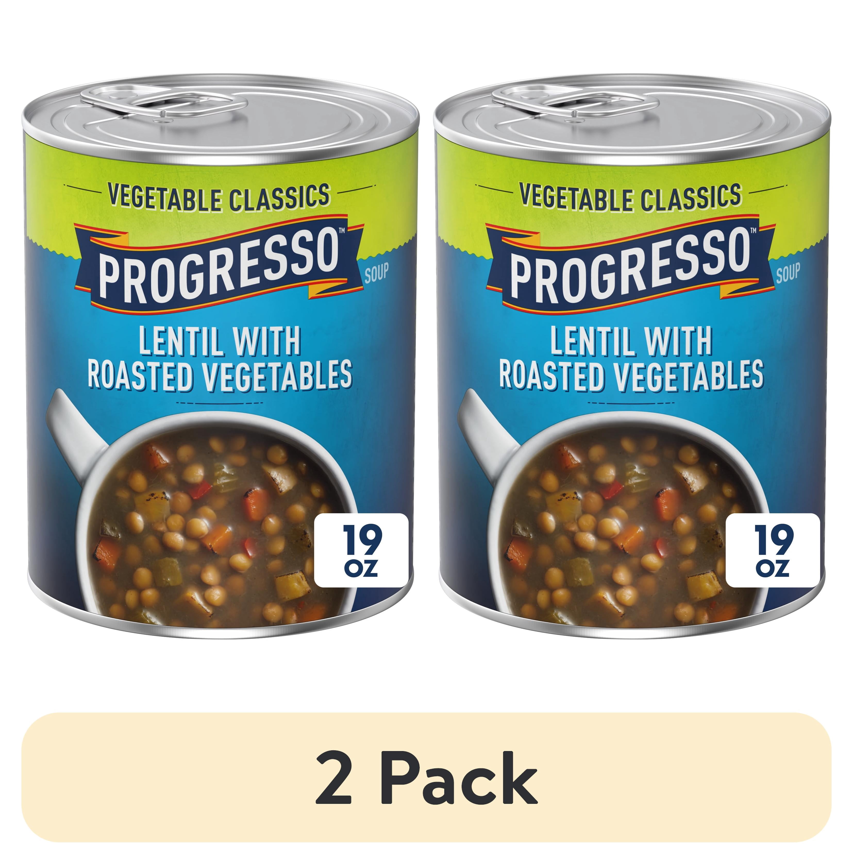 (2 pack) Progresso Vegetable Classics, Lentil With Roasted Vegetables Canned Soup, Gluten Free, 19 oz.