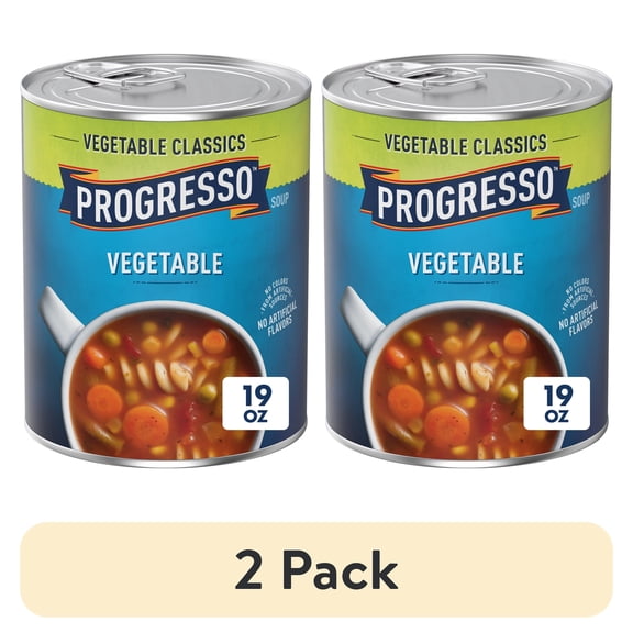 (2 pack) Progresso Vegetable Soup, Vegetable Classics Canned Soup, 19 oz