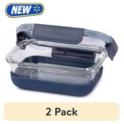 2 pack Prokeeper+ 1.6 Cup Glass Food Storage Container with Silicone Base, Designed to Help with Pantry Storage and Everyday Organization