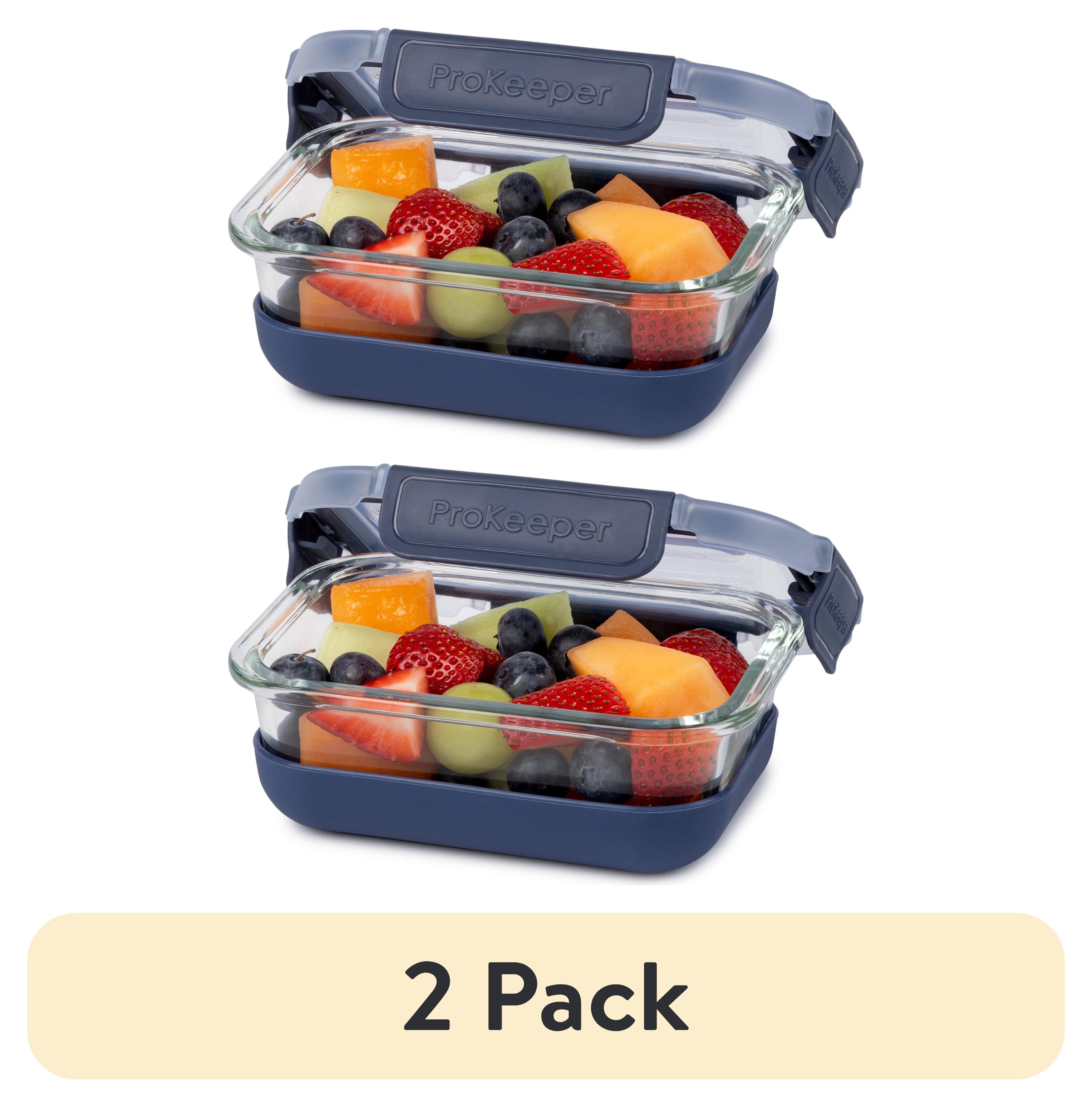 (2 pack) Prokeeper+ 1.6 Cup Glass Food Storage Container with Silicone Base, Designed to Help with Pantry Storage and Everyday Organization