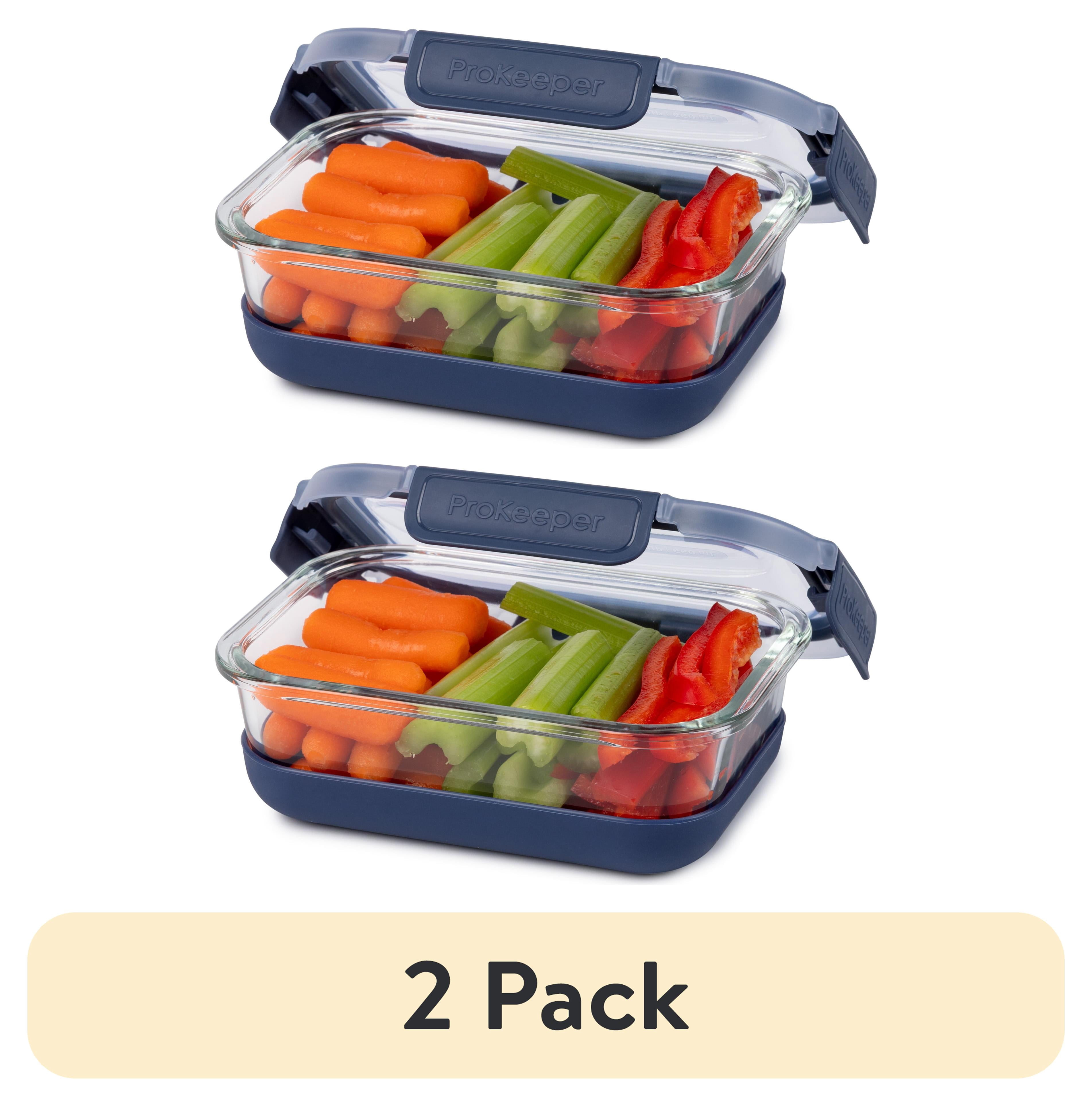 (2 pack) Prokeeper+ 2.8 Cup Glass Food Storage Container with Silicone Base, Well Suited to Refrigerator Organization