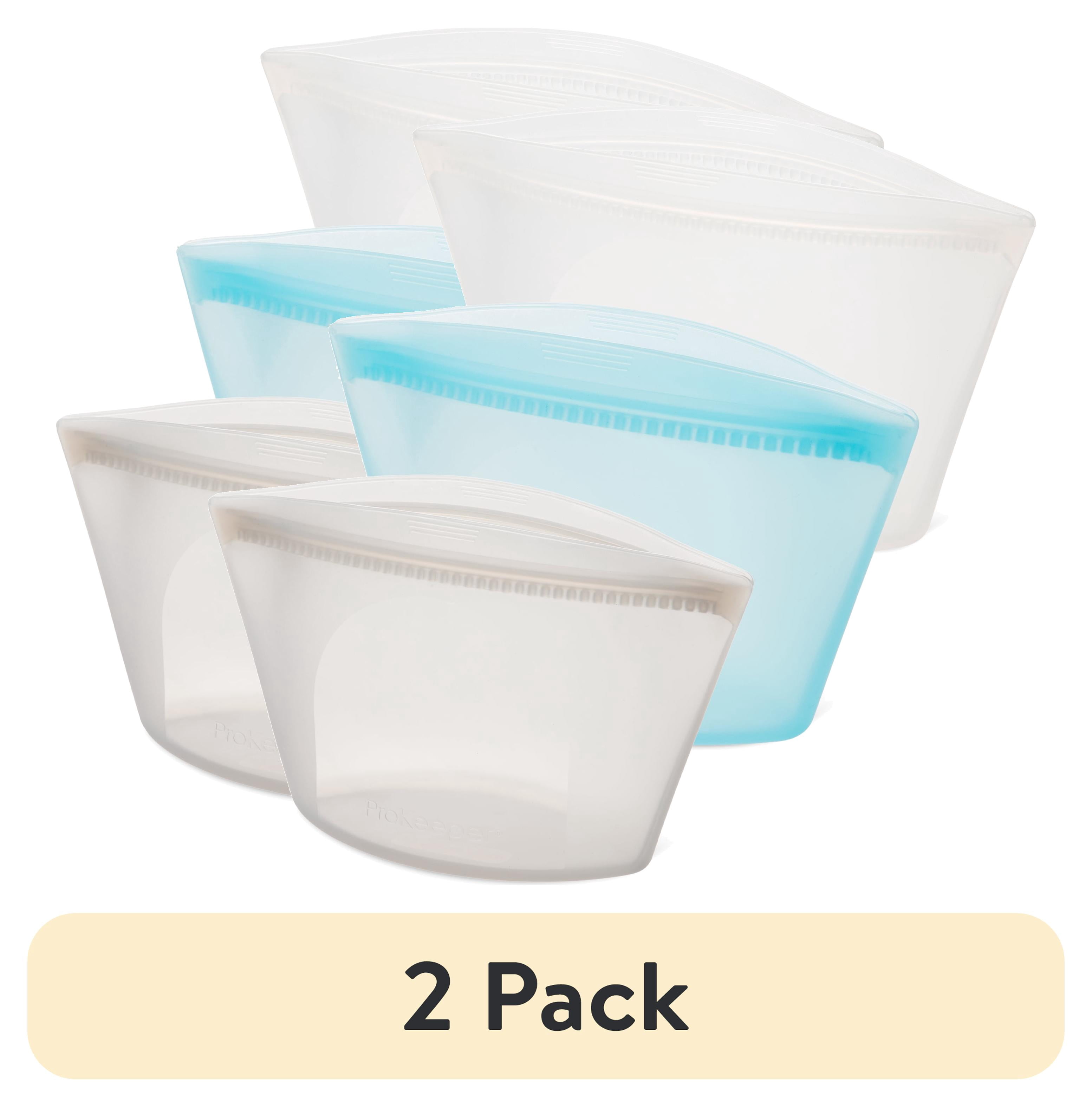 (2 pack) Prokeeper+ 3 Silicone Stand Up Snack and Storage Bag, 3 Pack, Mulit Color, Designed to Help with Packed Lunches and Daily Commutes