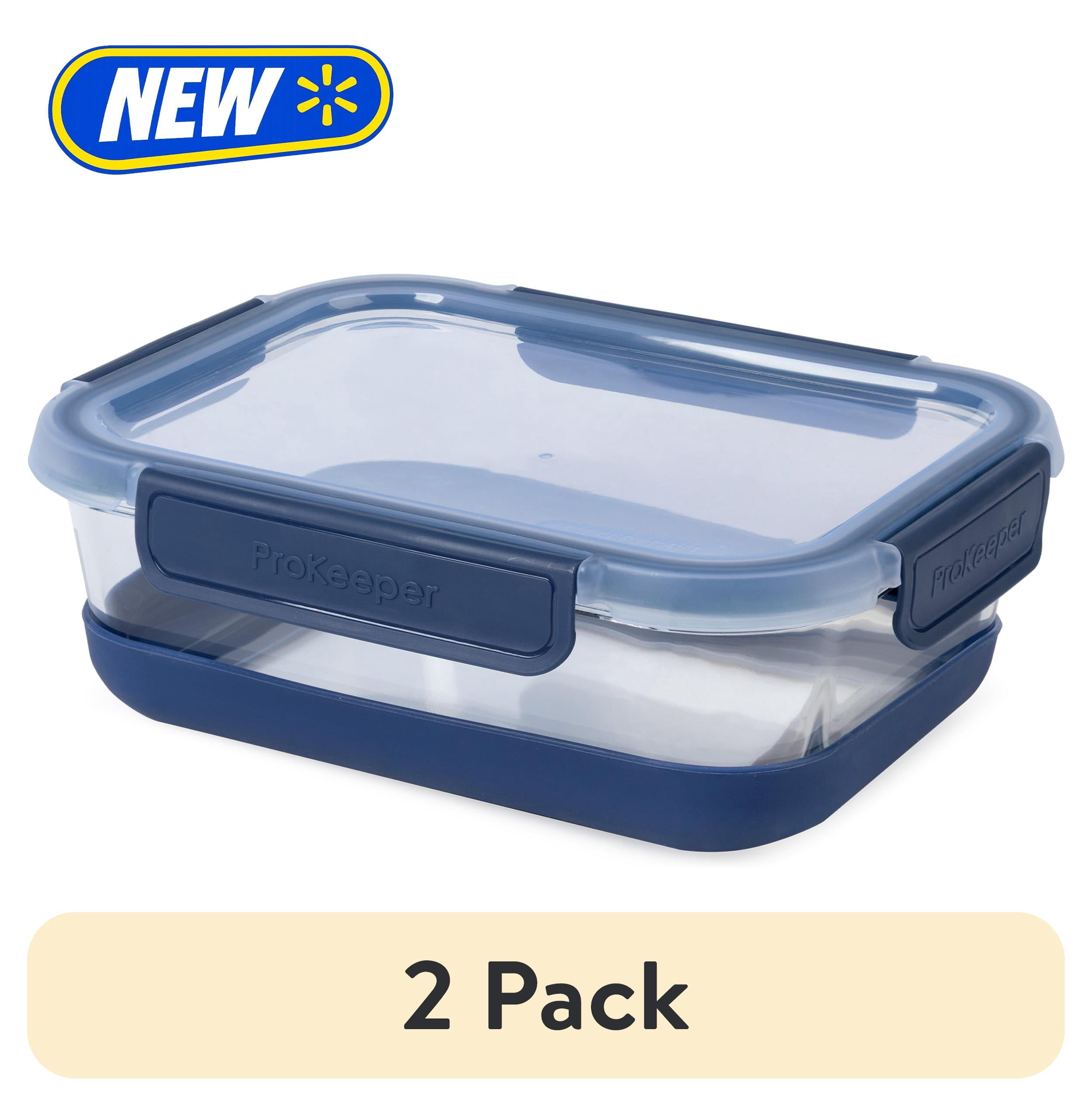 (2 pack) ProKeeper+ 6.1 Cup Glass Food Storage Container with Airtight Silicone Lid